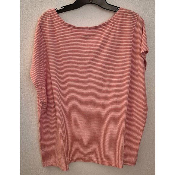 Lands' End Pink Striped Oversize 100% Cotton Boxy Top 2X EUC - Picture 3 of 7